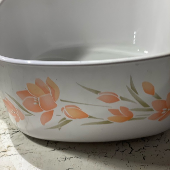 1 Corning Ware 3 Qt Peach Floral Casserole Pan - Picture 2 of 10